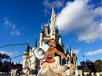 Moana blowing the horn speaker pranking the park there is a tornado