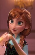 Rapunzel's hair in front of Anna.