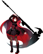 Ruby's design throughout the first three Volumes of RWBY