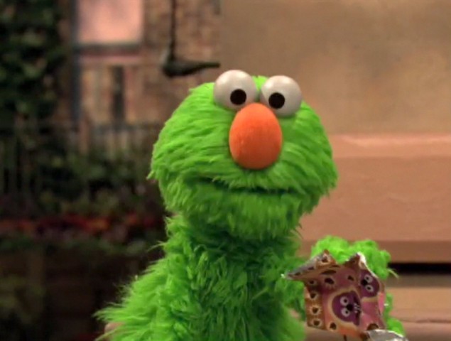 Green Elmo is a variant of Elmo. 