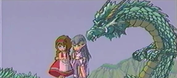 Monster Maker Dark Dragon Knight Raia and Ray looking at Fernand village