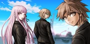 Kyoko, Makoto and Byakuya as Future Foundation members in Goodbye Despair.