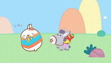 Donkey, Molang and Piu Piu Dancing