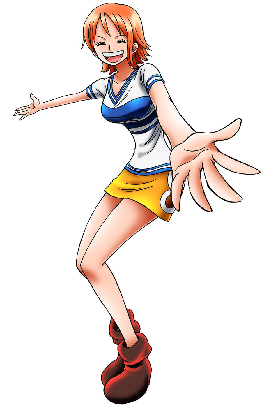 smiling nami — Nami's first appearance in the anime.