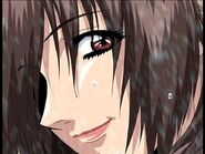 Misako grins after being spied on.