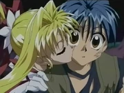 Maron giving Chiyaki a kiss