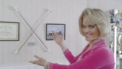 Scarlett showing off her baton trophy