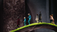 The Contestants with Willy Wonka with Waterfall