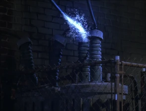 Paige orbs the end of the power line.