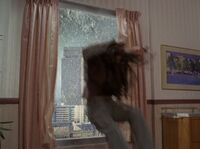 The window breaks before Piper hits it