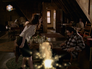 Paige throws the potion.