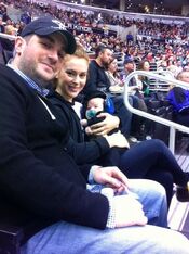 With husband David and son Milo at basketball game - November 2011