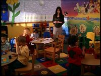 The interior of the school - Wyatt looking at an invisible Vicus