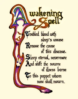 A replica of the Book of Shadows' entry