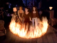 Jeremy creates a circle of flames around the three sisters