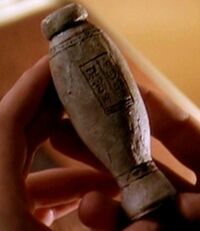 Kyle Brody holds the vanquish potion