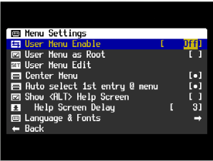 Menu Settings