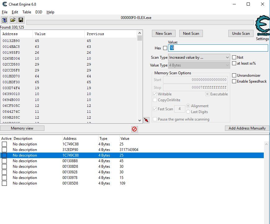 Cheat Engine :: View topic - Difficulty finding values(4,2,8 byte) for some games