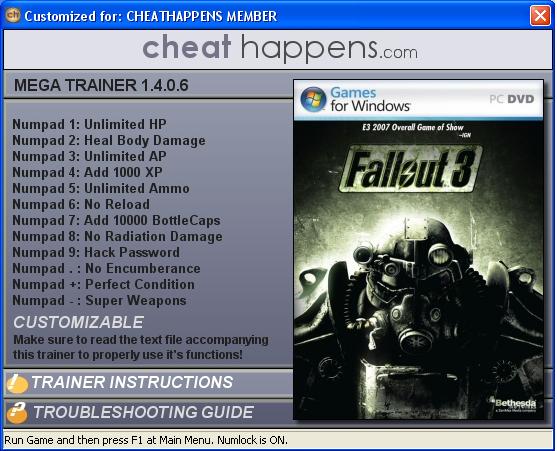 Fallout 3 - Game of the Year Edition Trainer - FearLess Cheat Engine
