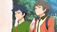 Kazuma and Haruki enjoy their icecream