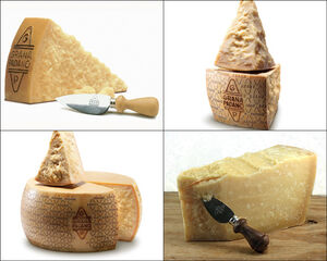 Grana padano-queso y cuchillo