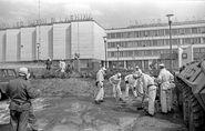 Soldiers and liquidators in Pripyat.