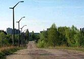 Road leading into Pripyat.