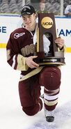 Ben Smith playing hockey for Boston College