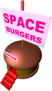 A Space Burger store in Chicken Invaders Remastered.