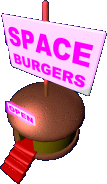 A Space Burger store in Chicken Invaders (DX Version).