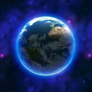 A bigger render of the Revenge of the Yolk Earth with the space background.