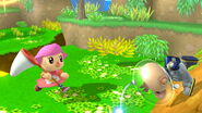 (1/06/15) Our last Saga pic stars Flower Power hunting Olimar. Just because he's another species doesn't make him an insect you can catch! Flower Power you naive child...