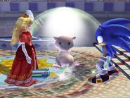 (6/9/12) Sonic and Peach encounter the Legendary Mew in Delfino Plaza.