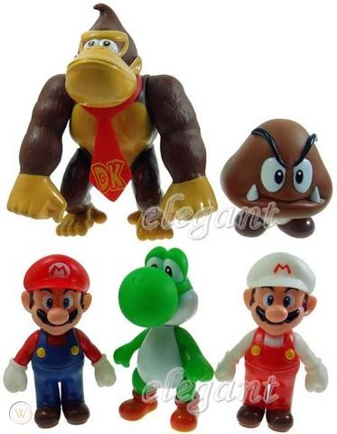  Popco Super Mario Set of 6 Mini Figure Mario, Peach, Toad,  Luigi, Yoshi & Donkey Kong : Toys & Games