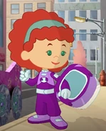 Tara as a race car driver (Braking Away and Pre-School Musical)