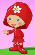 Chloe in her raincoat (Rainbow Riddle, also seen in The Great Banana Caper, but undressed)
