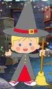 Chloe in her unused witch costume