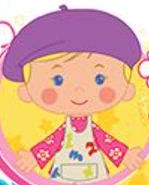 Chloe as an artist with a purple beret