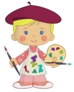 Corbin in her artist costume (For Love of Monet)