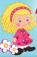 Chloe in an alternate pink variant of her Irish dancing costume