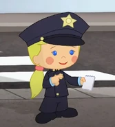Chloe as a policeman (The Great Banana Caper)