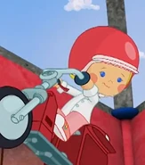 Chloe as an inventor with a red helmet (Those Wonderful Toys)