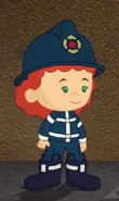 Tara as a firefighter (Smoke Alarmed)