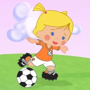 Chloe in an alternate, unused orange soccer jersey