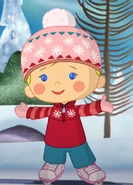 Chloe in her Norwegian winter wear with ice skates (Cloudberry Cakes)