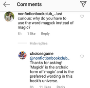 Why it's magick and not magic in TE book