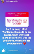 New Update regarding Most Wanted 2 from Insta