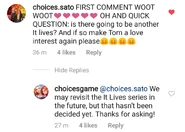 It Lives series Future as of May 2019