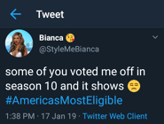 Bianca discussing her potential elimination on Season 10