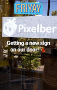 Pixelberry sign being put up